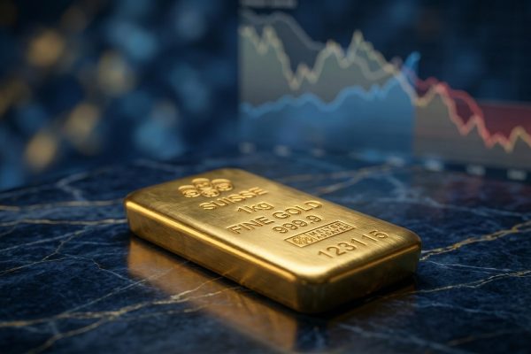 Goldbarren auf dunkler Oberfläche — Goldpreis fällt was tun